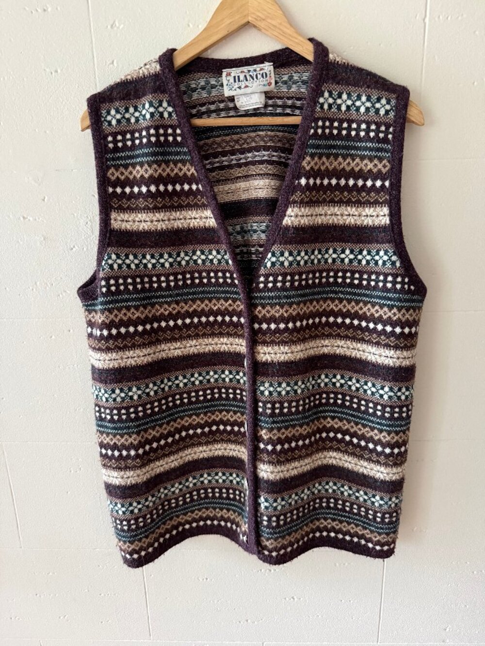 Vintage 90s | Cottagecore Knit Sweater Vest | Grandpa Knit Oversized | Large